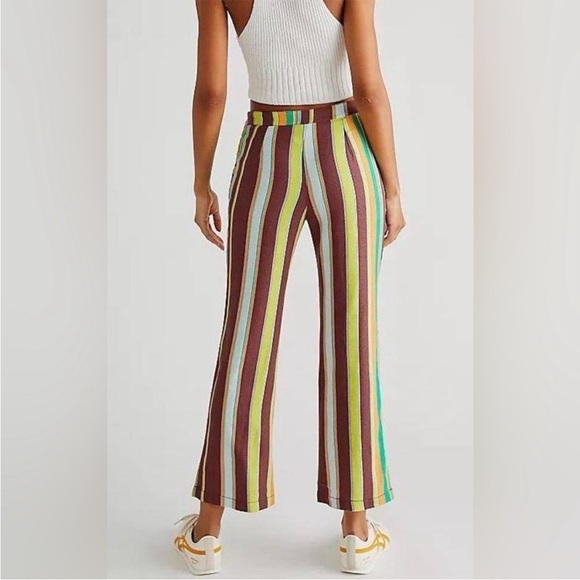 Free People La Paz Slip Crop Pants Boho Stripes - Picture 3 of 16